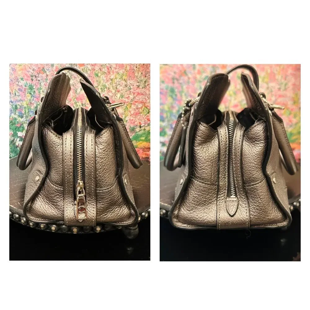Coach Metallic Pewter Leather Satchel - Picture 4 of 9